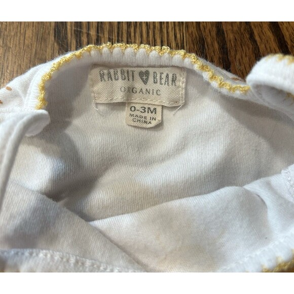 Rabbit + Bear 100% Organic Cotton Sleeveless Sun Icon Bodysuit Bow Size 0-3M - Picture 3 of 6